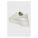 Kožené sneakers boty Calvin Klein FLATFORM C LACE UP - MONO MIX bílá barva, HW0HW01870