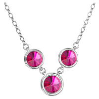 Evolution Group Stříbrný náhrdelník se Swarovski krystaly růžový kulatý 32033.3 fuchsia