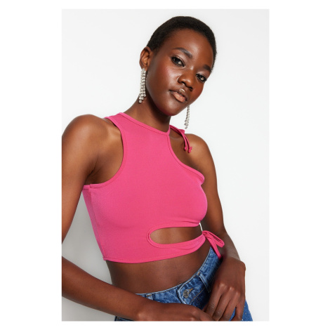 Trendyol Fuchsia Crop Knitted Window/Cut Out Detailed Blouse