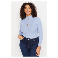 Trendyol Curve Blue High Neck Knitwear Blouse