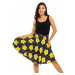 Himalife Kolová sukně Plumeria - černá se žlutou