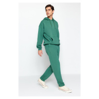Trendyol zelená oversize/široce střižená elastická základní vnitřní fleecová bavlněná tepláková 
