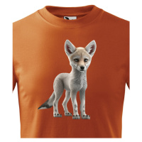 Dětské tričko s šedým vlkem - krásný barevný motiv s plnými barvami