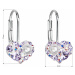 Stříbrné náušnice visací s krystaly Swarovski fialové srdce 31125.9