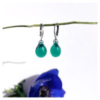 Šperk z pravého českého skla - Náušnice Vůně borovic