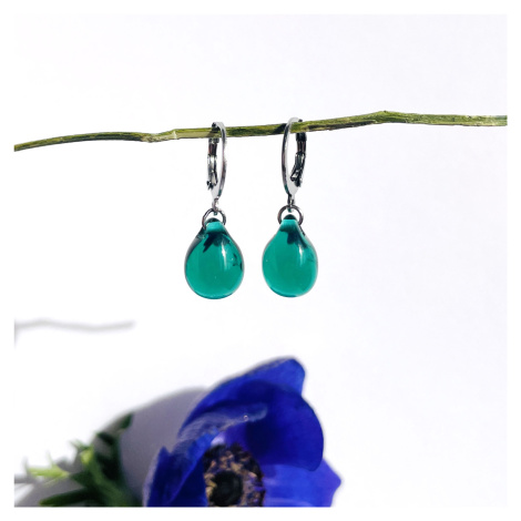 Šperk z pravého českého skla - Náušnice Vůně borovic