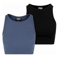 Urban Classics / Ladies Cropped Rib Top 2-Pack vintageblue+black