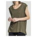 Tričko Urban Classics Ladies Shoulder Zip HiLo Tee - olive