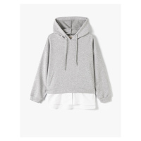 Koton Lace Up Two Piece Look Hooded Sweatshirt