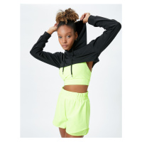 Koton Long Sleeve Crop Hooded Sweatshirt