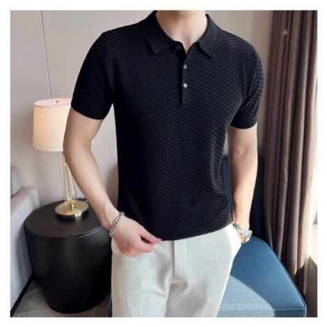 Pánská texturovaná košile knit polo Fashion Slim JFC FASHION