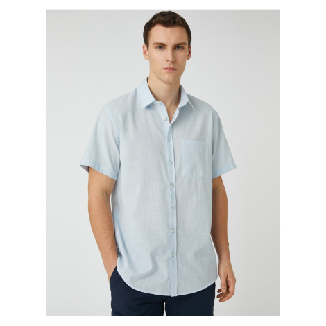 Koton Summer Shirt with Short Sleeves, Pocket Detailed, Classic Collar