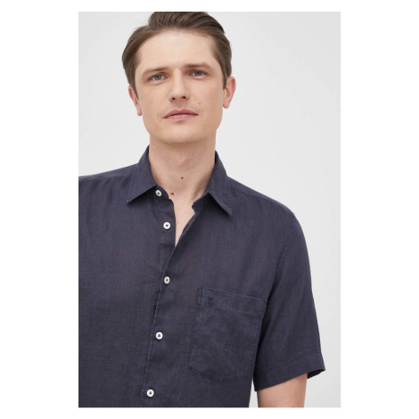 Plátěná košile Marc O'Polo pánská, tmavomodrá barva, regular, s klasickým límcem
