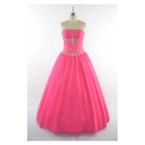 dlouhé sytě růžové plesové šaty s tylovou sukní Silva