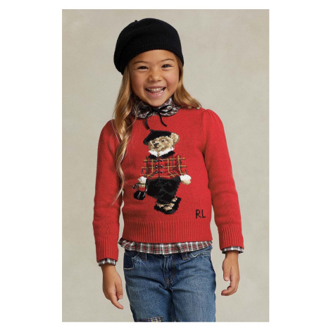 Dětský bavlněný svetr Polo Ralph Lauren červená barva