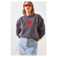 Bianco Lucci Women's Triple Thread Raised In Love Sweatshirt MBHS008