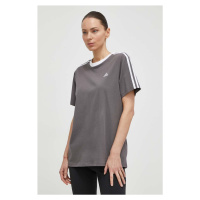 Bavlněné tričko adidas šedá barva, IS1564