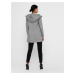 Světle šedý dámský žíhaný lehký kabát s kapucí ONLY Sedona