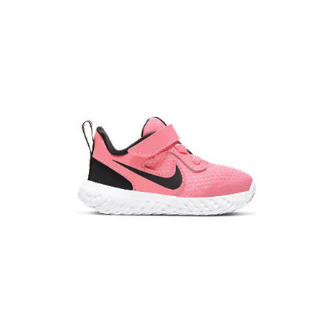 Růžovo-černé dětské tenisky na suchý zip Nike Revolution 5 | Modio.cz