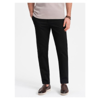 Ombre Clothing Chinos černé kalhoty klasického střihu s jemnou texturou V5 PACP-0190