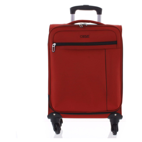 Kvalitní látkový kufr na kolečkách Karlino, 4 kolečka, velikost II, červená Ormi