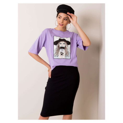 Fialové dámské tričko s motivem Dívky -purple Fialová Rue Paris