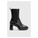 Kožené kotníkové boty AllSaints Lottie dámské, černá barva, na podpatku, WF547Z