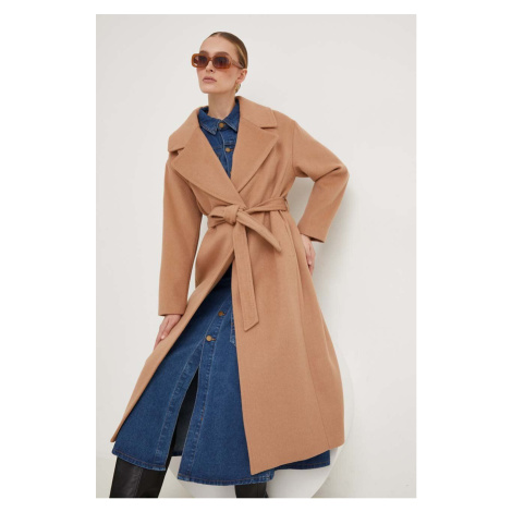Vlněný kabát Answear Lab hnědá barva, přechodný, oversize
