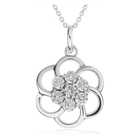 Náhrdelník ze stříbra 925 - obrys květu zdobený čirými kamínky, řetízek Šperky eshop