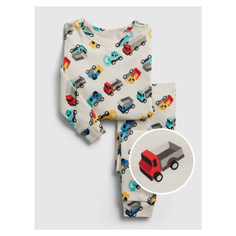 Béžové klučičí dětské pyžamo babygap organic truck graphic pj set - 92