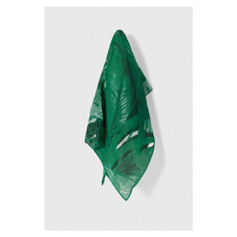 Šátek s příměsí hedvábí Lauren Ralph Lauren zelená barva, 454937203