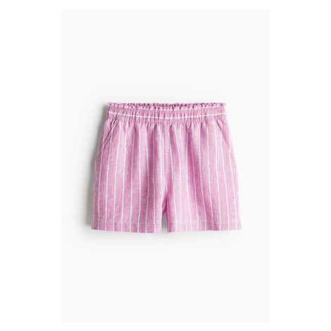 H & M - Lněné šortky - růžová H&M
