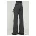 Kalhoty Mos Mosh dámské, šedá barva, jednoduché, high waist