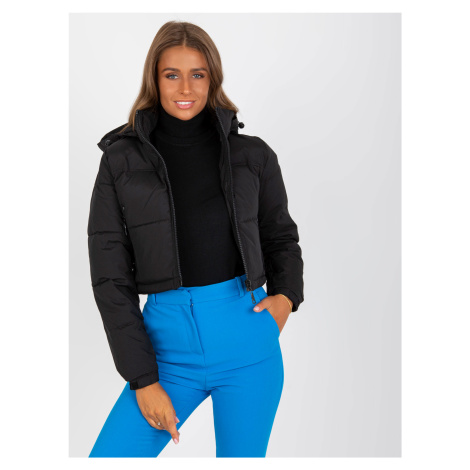 Černá krátká dámská zimní bunda s kapucí HONEY WINTER