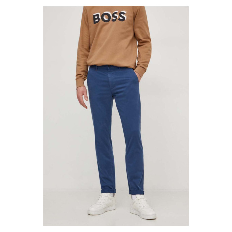 Kalhoty Boss Orange pánské, tmavomodrá barva, přiléhavé Hugo Boss
