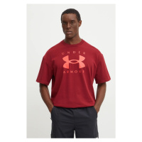 Tričko Under Armour HW Branded vínová barva, s potiskem, 1389146