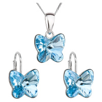 Evolution Group Sada šperků s krystaly Swarovski náušnice a přívěsek modrý motýl 39142.3
