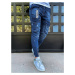 Buďchlap Trendové tmavě-nebesky modré kapsáčové džíny