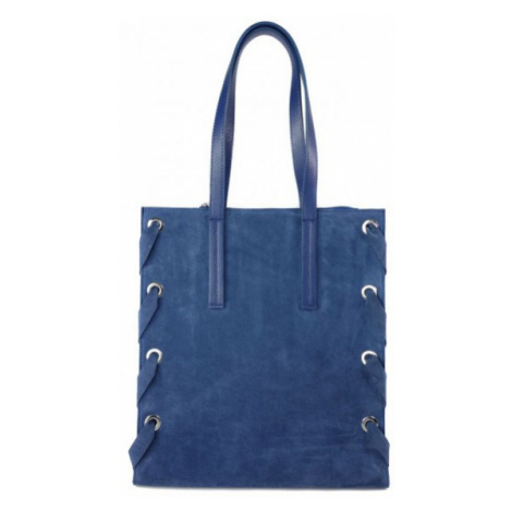Kožená shopper bag kabelka Vera Pelle WK7 modrá