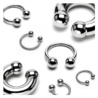 Půlkruhový piercing z chirurgické oceli, kuličky - Rozměr: 1,6 mm x 12 mm x 5 mm