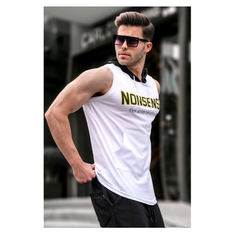 Madmext Hooded Singlet White 2882