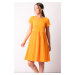 armonika Women's Orange Decollete Decollete Elastic Detailed Short Sleeve Dress