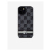 PU Leather Checkered Pattern and Stripe Zadní Kryt pro iPhone 15 Black DKNY