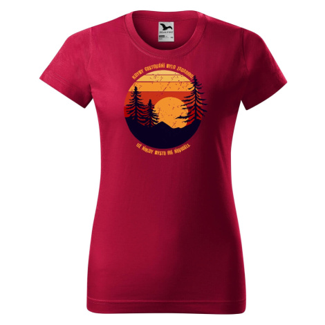 DOBRÝ TRIKO Dámské tričko s potiskem Cestování Barva: Marlboro červená