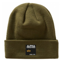 čepice Alpha Industries Label Beanie Olive