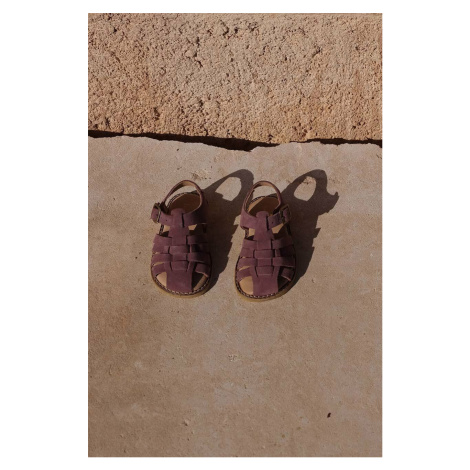 Dětské semišové sandály Konges Sløjd růžová barva