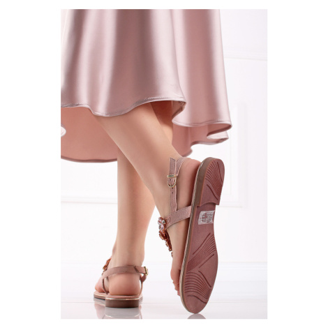 Růžové kožené sandály 2-28152 Marco Tozzi