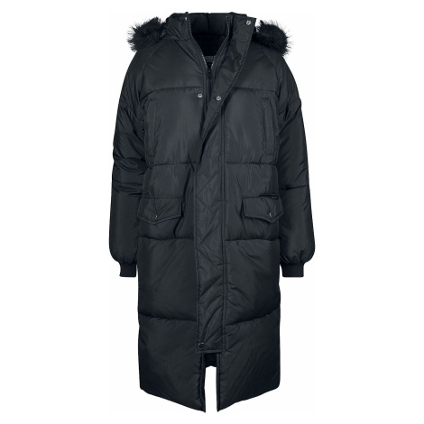 Urban Classics Dámský prošívaný oversized kabát s imitací kožešiny Dámská zimní bunda černá