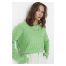 Trendyol zelený crop pletený svetr