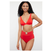 Trendyol Red Belt Premium Accessory High Waist Regular Bikini Bottom